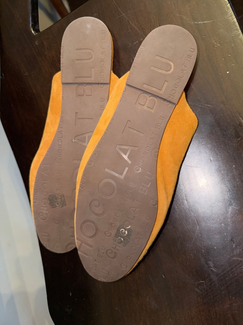 Chocolate Blu Suede Tassel Mule Loafers in Mustard Yellow size 10 - Picture 4 of 4